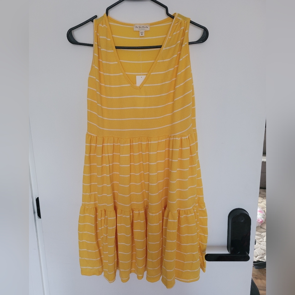 See You Monday Yellow and White Stripe Dress - Picture 1 of 1